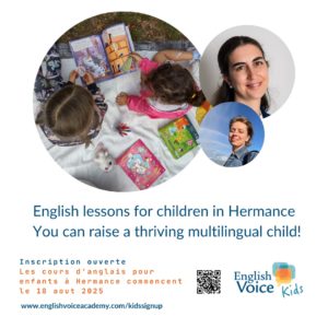 Roya Caviglia teaching a small group of children English lessons in Hermance, creating a fun and engaging learning environment for multilingual families